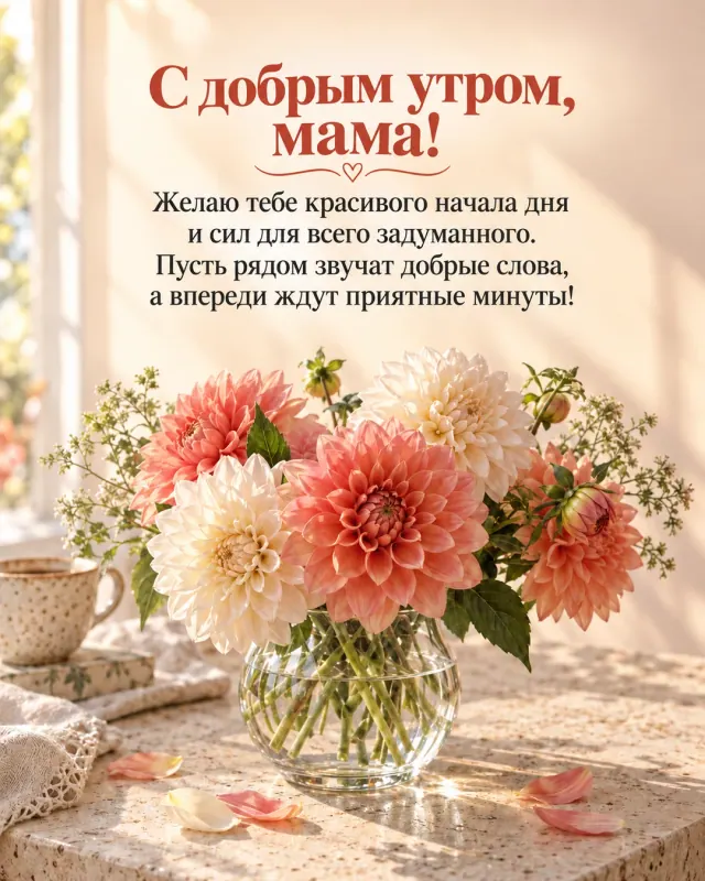С добрым утром, мама! — георгины и прозрачное утро
