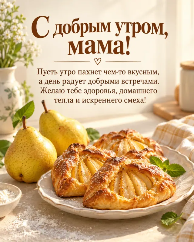 С добрым утром, мама! — тёплая выпечка и сладкие груши