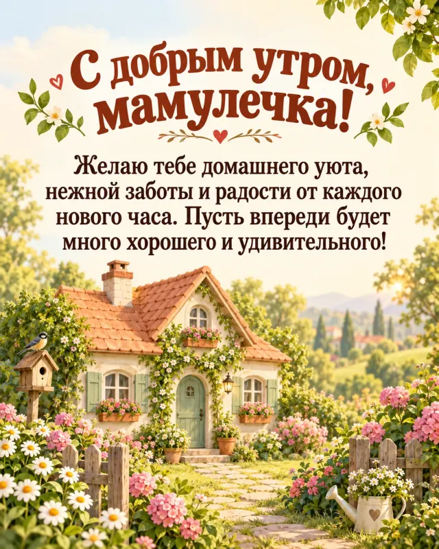 С добрым утром, мамулечка! — уютный домик в добром саду