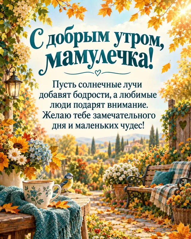 С добрым утром, мамулечка! — светящийся осенний сад