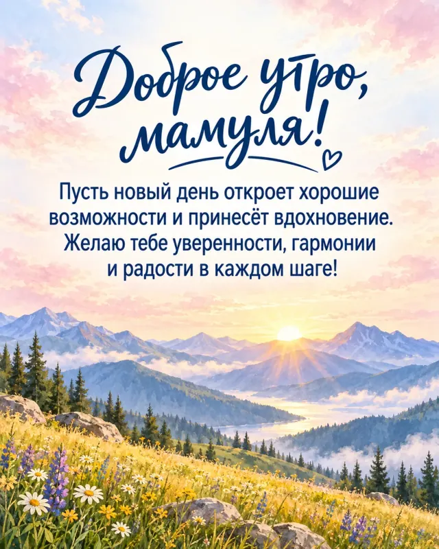 Доброе утро, мамуля! — горный рассвет в акварели