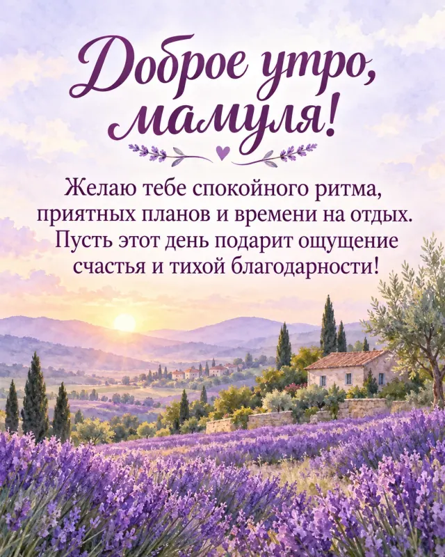 Доброе утро, мамуля! — лавандовые холмы под нежным небом