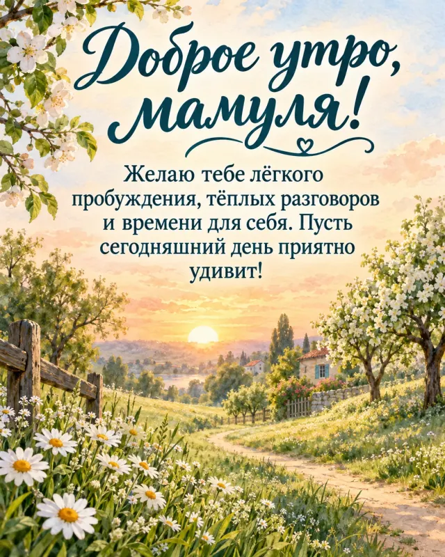 Доброе утро, мамуля! — утренний сад в акварели